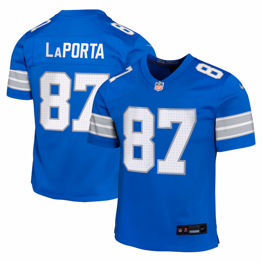 Youth Detroit Lions Sam LaPorta Nike Blue Team Player Game Jersey - Puhuasuan