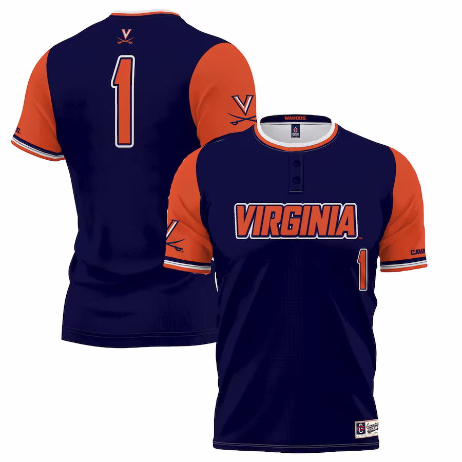 #1 Virginia Cavaliers GameDay Greats Unisex Lightweight Softball Jersey - Navy - Puhuasuan