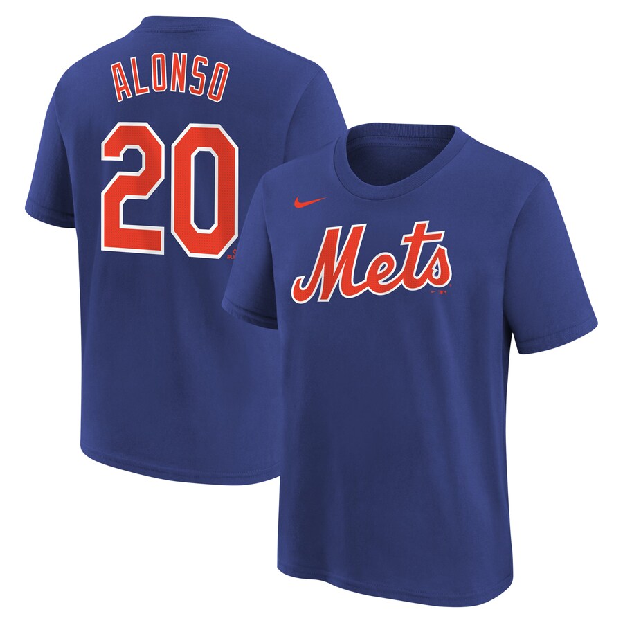 Youth New York Mets Pete Alonso Nike Royal Home Player Name & Number T-Shirt - Puhuasuan