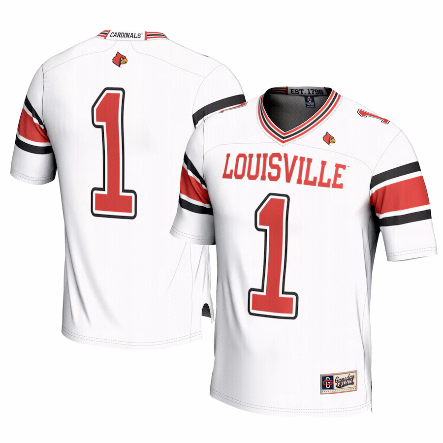 Men's GameDay Greats #1 White Louisville Cardinals Football Jersey - Puhuasuan