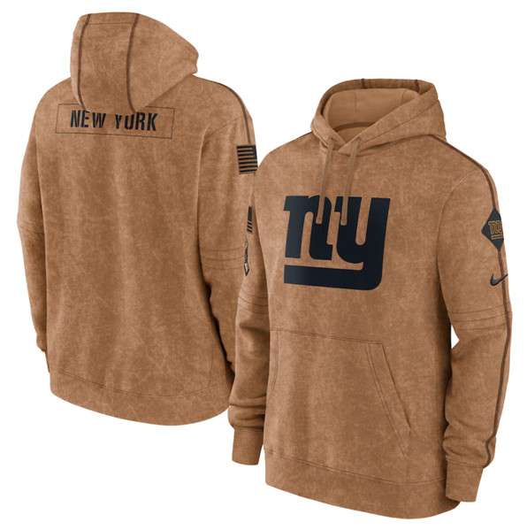 Men's New York Giants 2023 Brown Salute to Service Pullover Hoodie - Puhuasuan