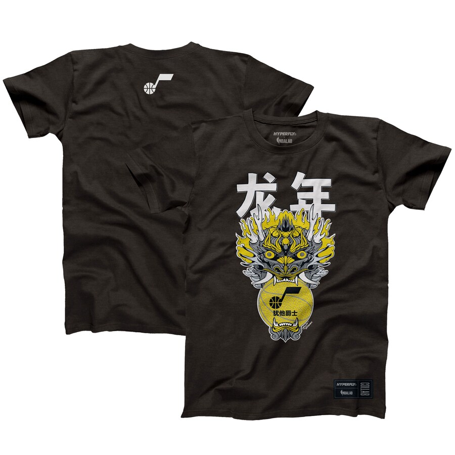 Unisex Utah Jazz  Hyperfly Heather Black Year of the Dragon Lunar New Year Collection T-Shirt - Puhuasuan