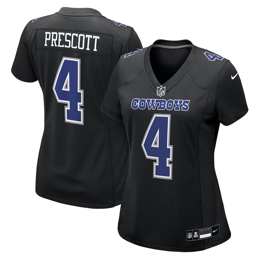 Women's Dallas Cowboys Dak Prescott Nike Carbon Black Fashion Game Jersey - Puhuasuan