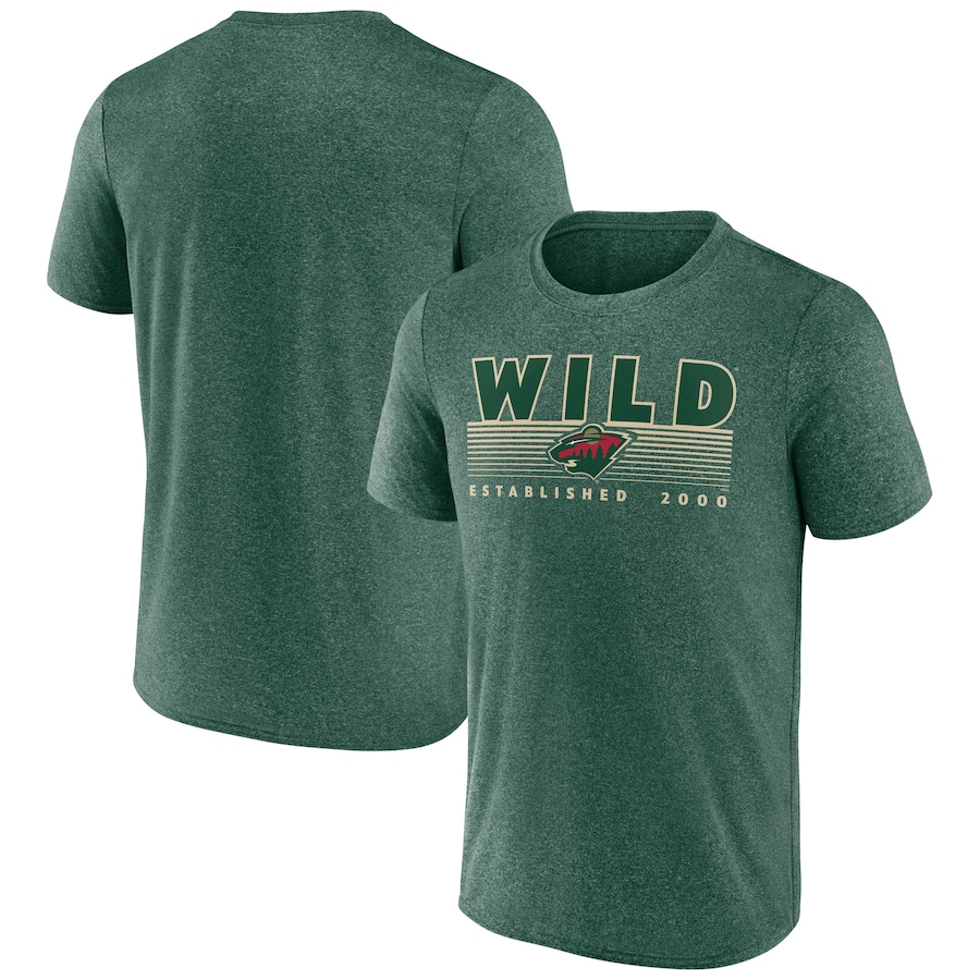 Men's Minnesota Wild Fanatics Heathered Green Prodigy Performance T-Shirt - Puhuasuan