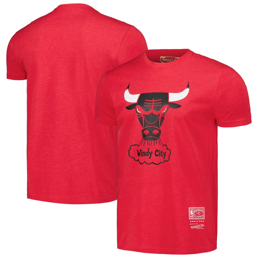 Unisex Chicago Bulls  Mitchell & Ness Red Hardwood Classics MVP Throwback Logo T-Shirt - Puhuasuan