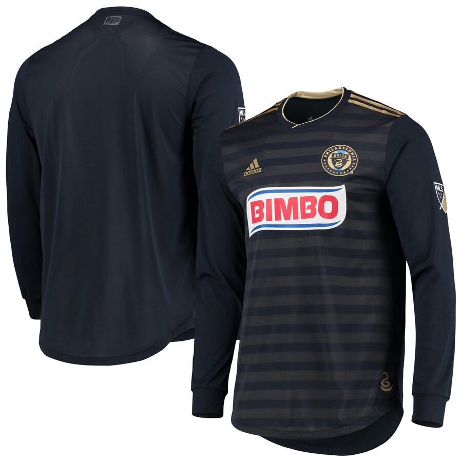 Men's Philadelphia Union adidas Navy 2018 Away Authentic Long Sleeve Jersey - Puhuasuan