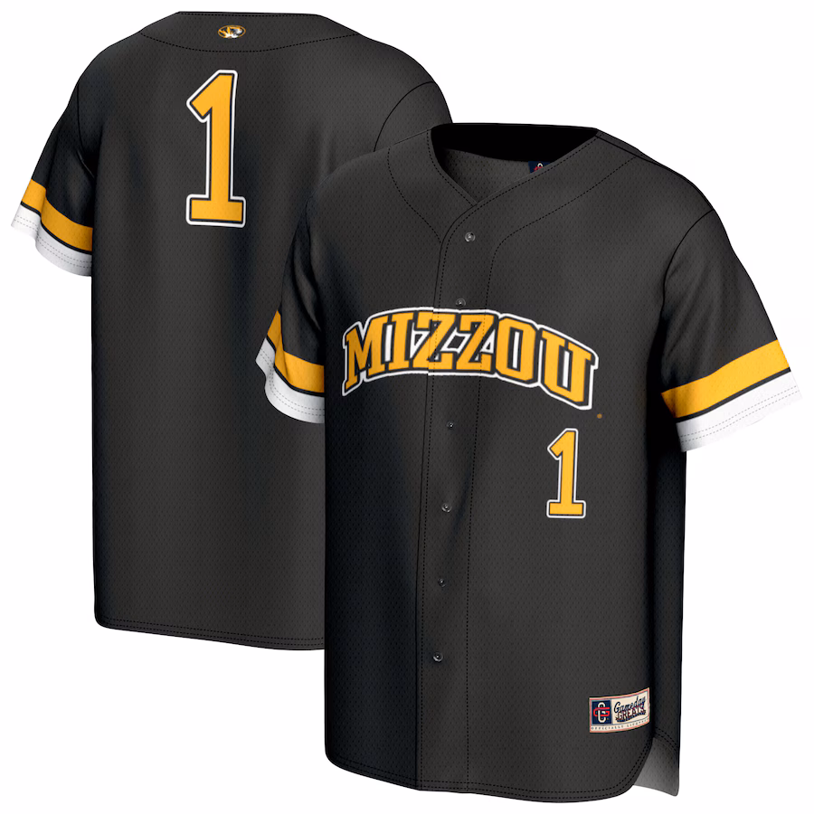 Youth GameDay Greats #1 Black Missouri Tigers Lightweight Collegiate Baseball Fashion Jersey - Puhuasuan
