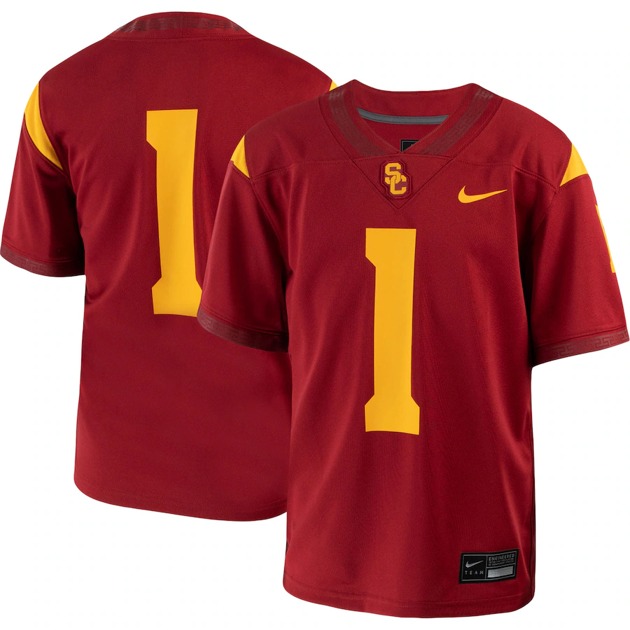 #1 USC Trojans Nike Youth 1st Armored Division Old Ironsides Untouchable Football Jersey - Crimson - Puhuasuan