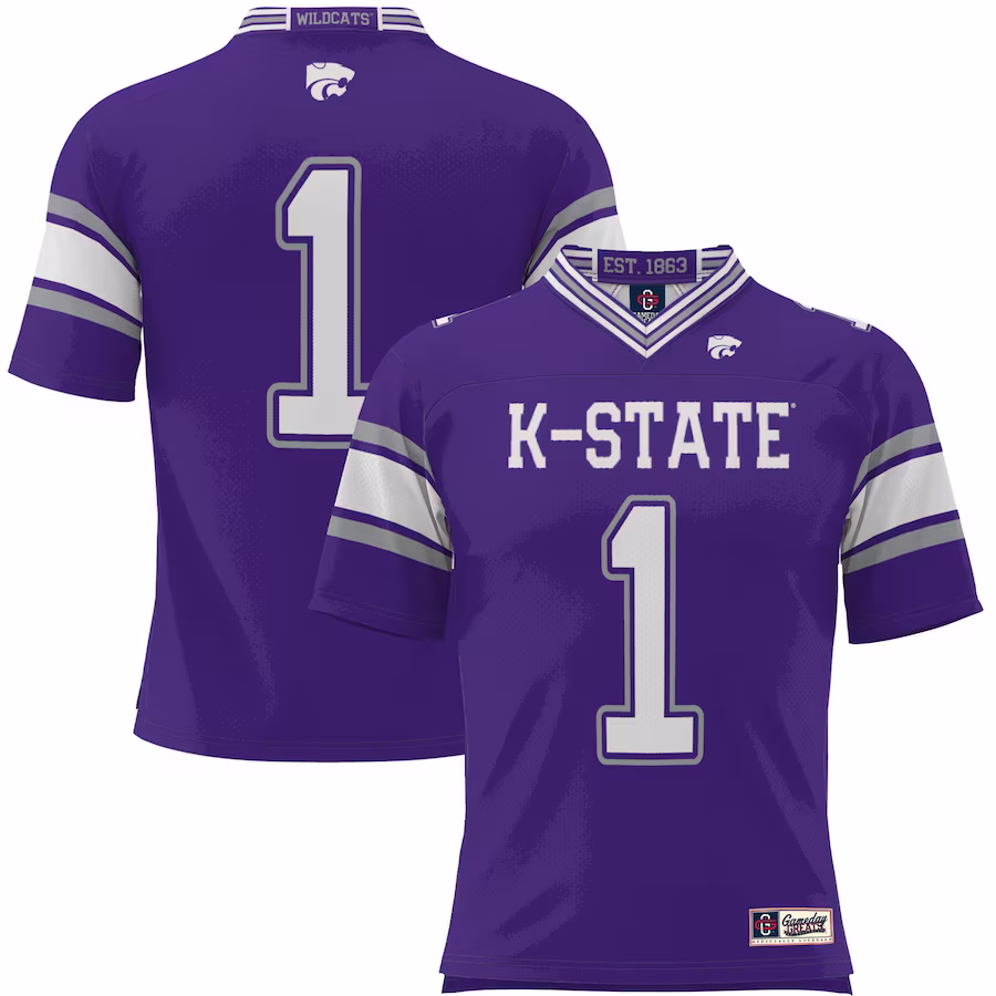 #1 Kansas State Wildcats GameDay Greats Youth Endzone Football Jersey - Purple - Puhuasuan