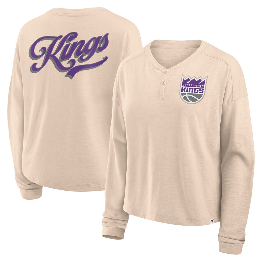 Women's Sacramento Kings Fanatics Natural Boxed Out Drop Fashion Long Sleeve T-Shirt - Puhuasuan