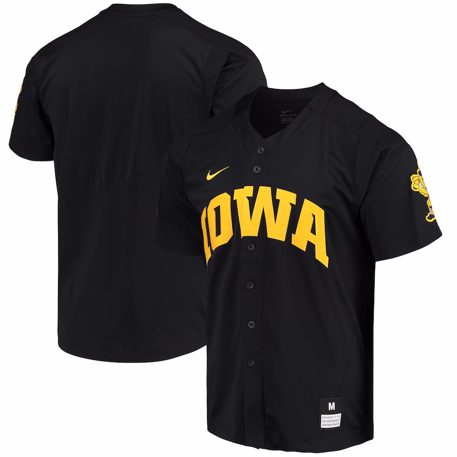 Iowa Hawkeyes Nike Replica Vapor Elite Full-Button Baseball Jersey - Black - Puhuasuan