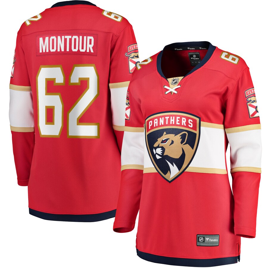 Women's Florida Panthers Brandon Montour Fanatics Branded Red Home Breakaway Player Jersey - Puhuasuan