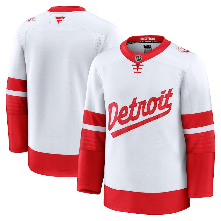 Men's Detroit Red Wings Fanatics White 2025 NHL Stadium Series Premium Jersey - Puhuasuan