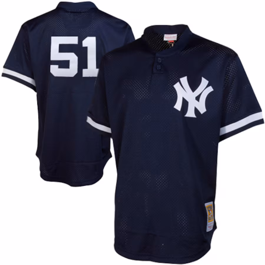 Men's New York Yankees Bernie Williams Mitchell & Ness Navy Cooperstown Mesh Batting Practice Jersey - Puhuasuan