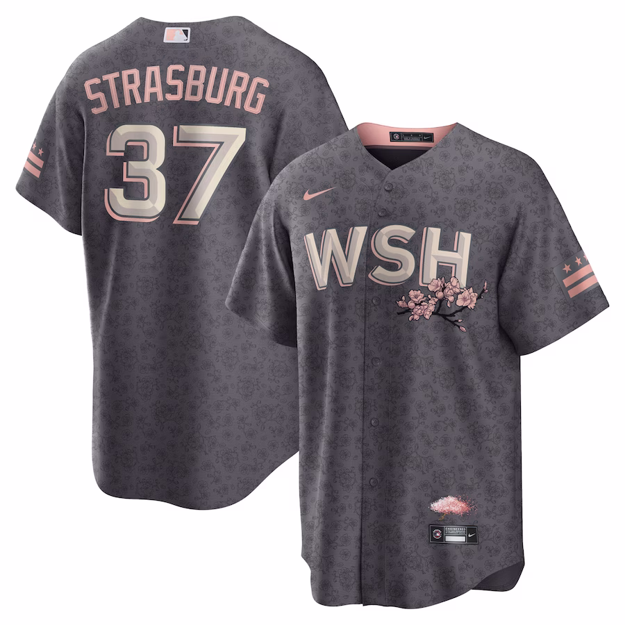 Men's Washington Nationals Stephen Strasburg Nike Charcoal City Connect Replica Player Jersey - Puhuasuan