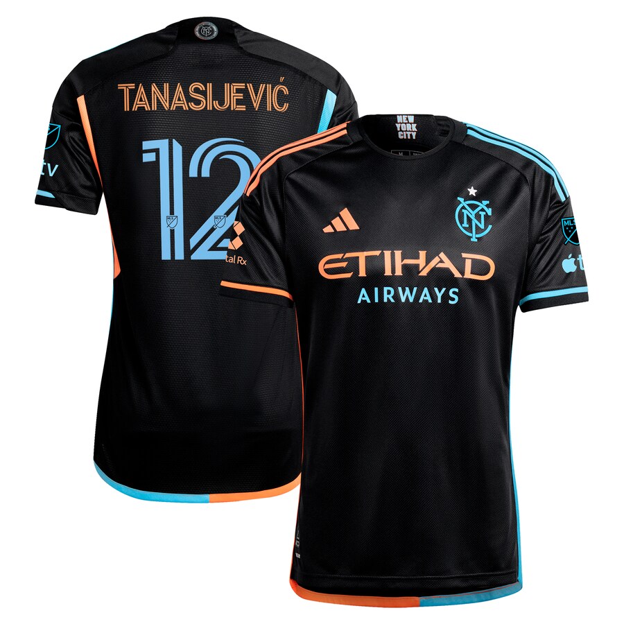 Men's New York City FC Strahinja Tanasijevic adidas Black 2024 24/7 Kit Authentic Player Jersey - Puhuasuan