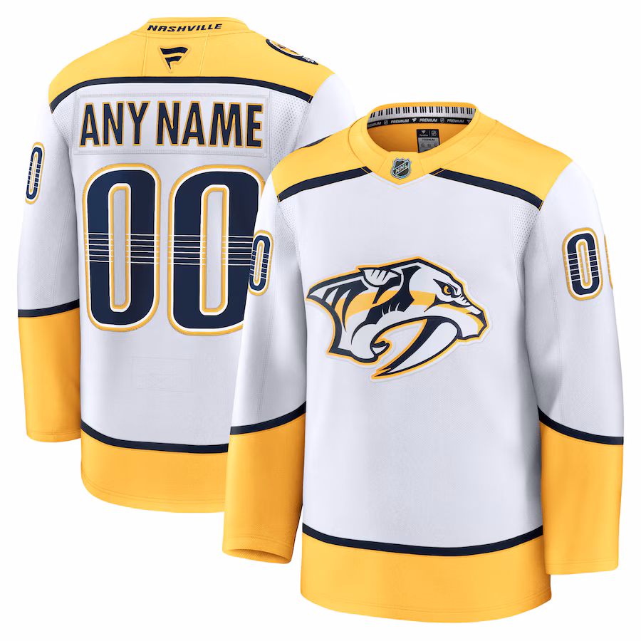 Men's Nashville Predators Fanatics White Away Premium Custom Jersey - Puhuasuan
