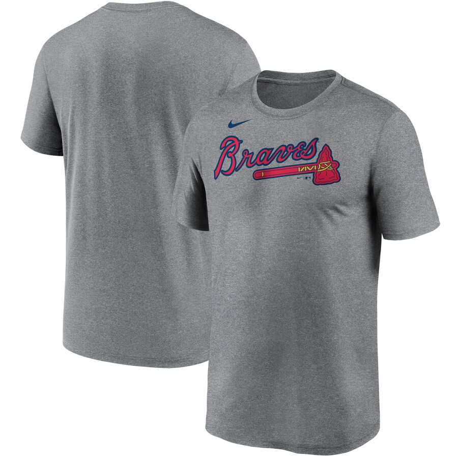 Men's Atlanta Braves Nike Gray Wordmark Legend Performance T-Shirt - Puhuasuan