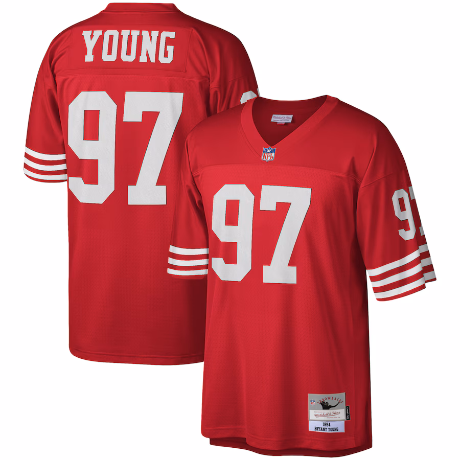 Men's San Francisco 49ers Bryant Young Mitchell & Ness Scarlet Legacy Replica Jersey - Puhuasuan