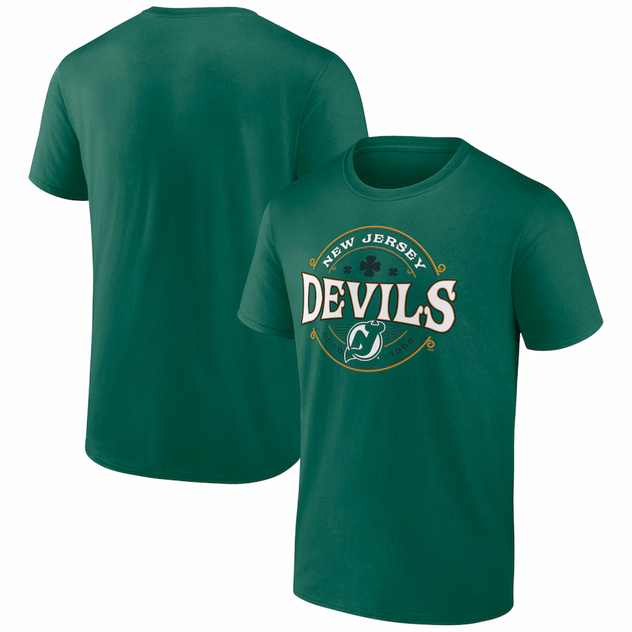 Men's New Jersey Devils Kelly Green St. Patrick's Day Lucky T-Shirt - Puhuasuan