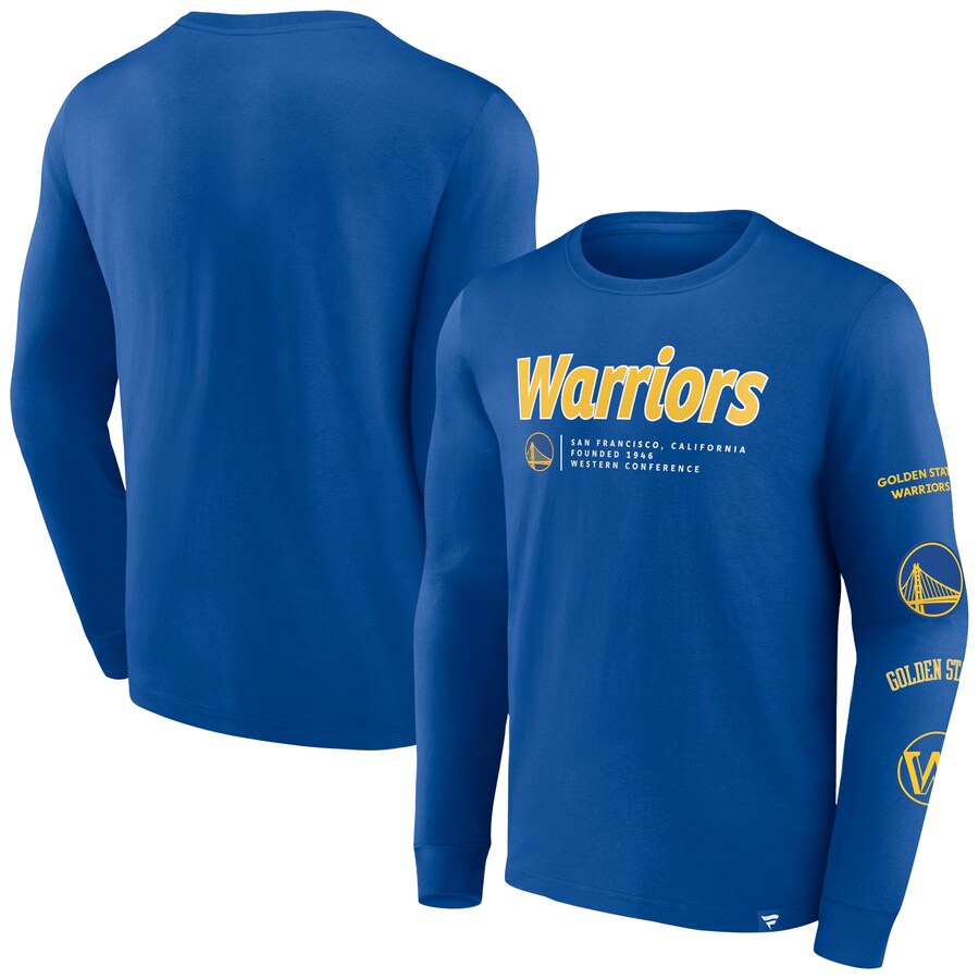 Men's Golden State Warriors Fanatics Royal Baseline Long Sleeve T-Shirt - Puhuasuan