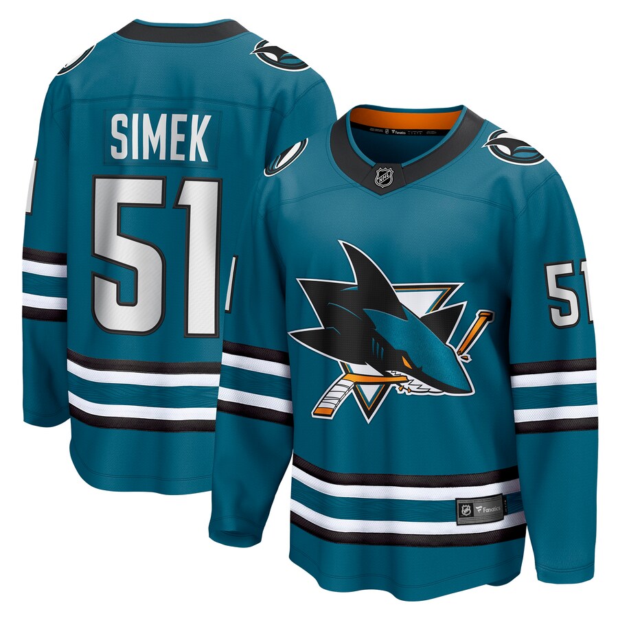 Men's San Jose Sharks Radim Simek Fanatics Branded Teal Home Breakaway Player Jersey - Puhuasuan