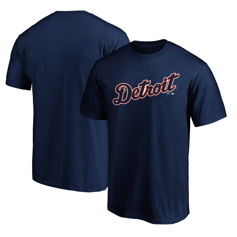 Men's Detroit Tigers Navy Official Team Wordmark T-Shirt - Puhuasuan