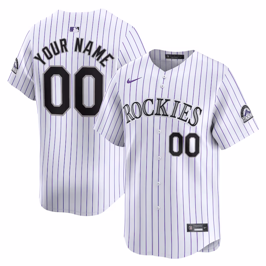 Men's Colorado Rockies Nike White Home Limited Custom Jersey - Puhuasuan