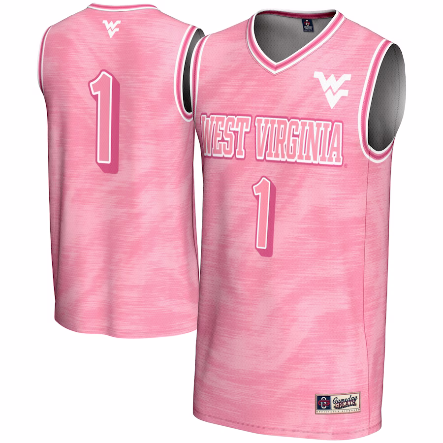 #1 West Virginia Mountaineers GameDay Greats Unisex Lightweight Basketball Jersey - Pink - Puhuasuan