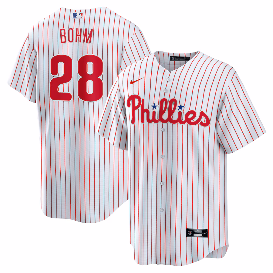 Men's Philadelphia Phillies Alec Bohm Nike White Home Replica Jersey - Puhuasuan