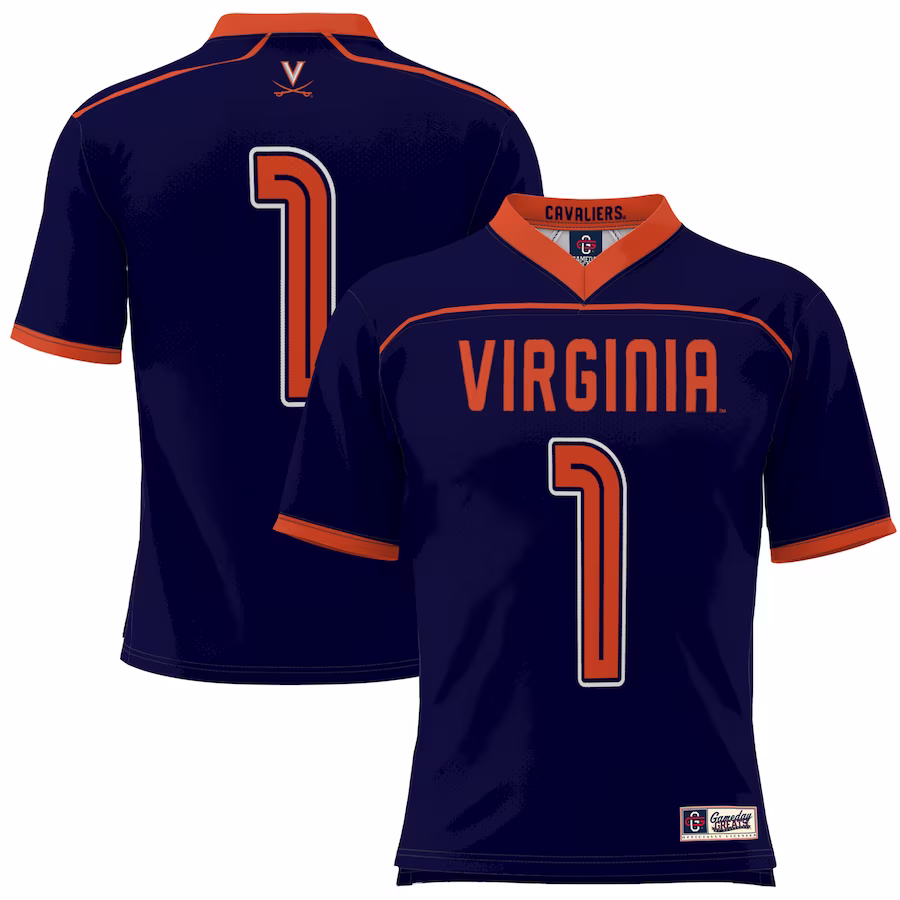 #1 Virginia Cavaliers GameDay Greats Youth Lacrosse Fashion Jersey Lightweight - Navy - Puhuasuan