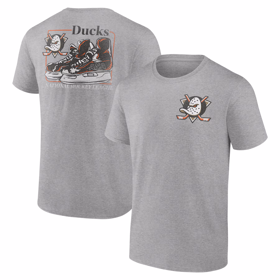 Men's Anaheim Ducks Heather Gray Glory Skates T-Shirt - Puhuasuan