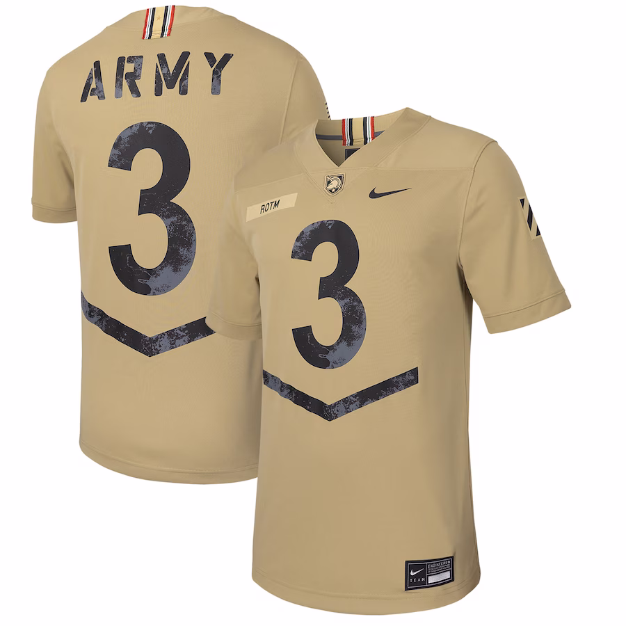 #3 Army Black Knights Nike 2023 Rivalry Collection Untouchable Football Replica Jersey - Tan - Puhuasuan
