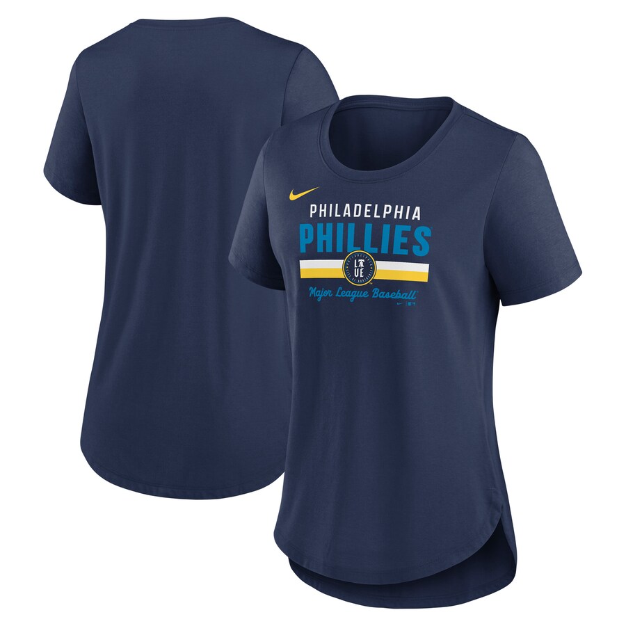 Women's Philadelphia Phillies Nike Navy City Connect Lockup Tri-Blend T-Shirt - Puhuasuan