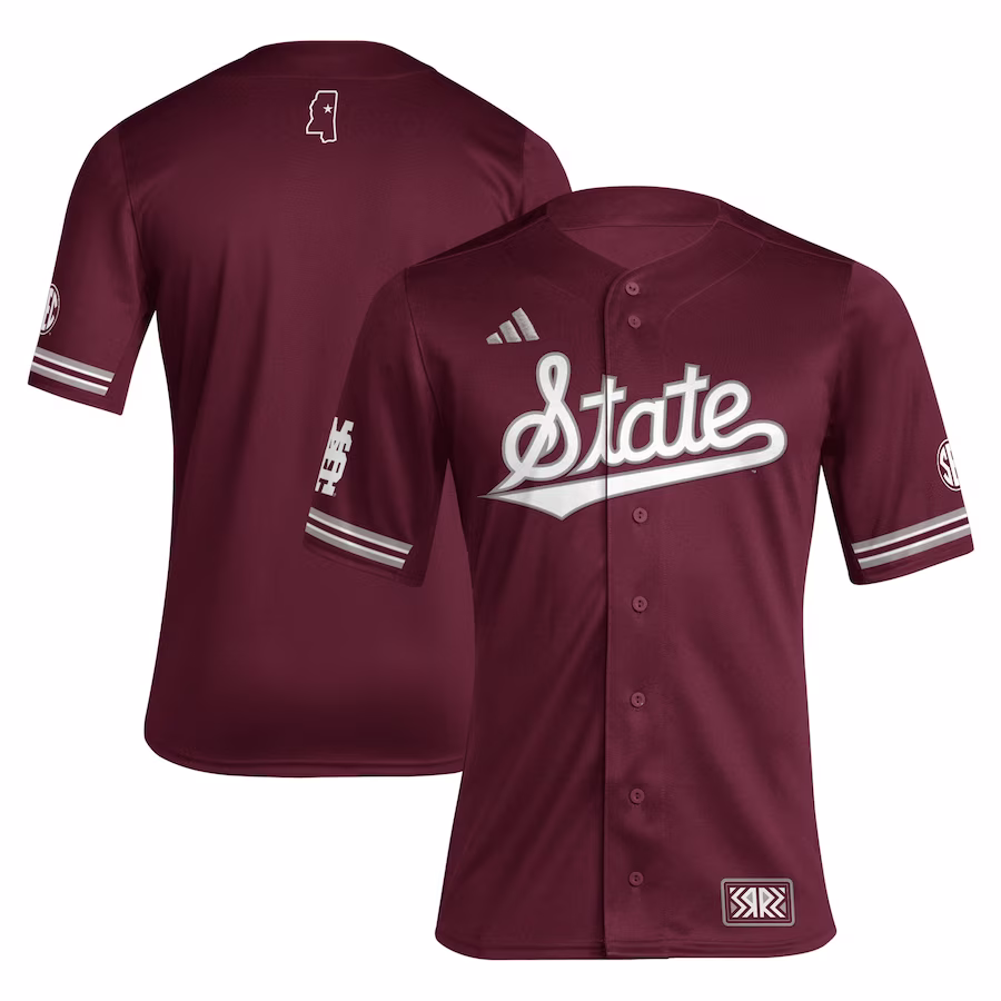 Mississippi State Bulldogs adidas Reverse Retro Replica Baseball Jersey - Maroon - Puhuasuan