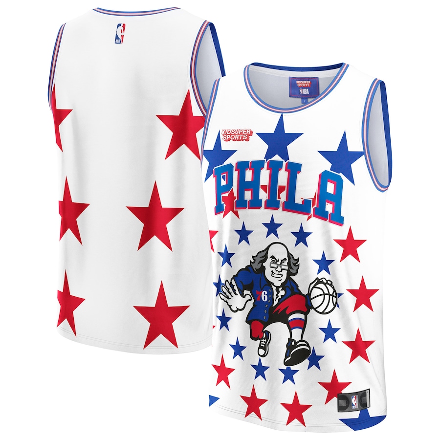 Unisex Philadelphia 76ers NBA & KidSuper Studios by Fanatics White Hometown Jersey - Puhuasuan