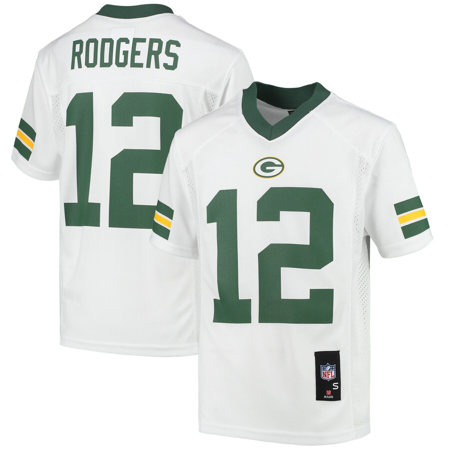 Youth Green Bay Packers Aaron Rodgers White Replica Player Jersey - Puhuasuan