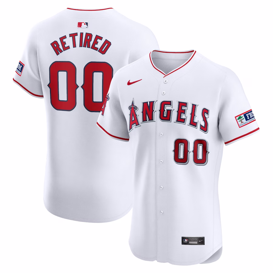 Men's Los Angeles Angels Nike White Home Elite Pick-A-Player Retired Roster Patch Jersey - Puhuasuan