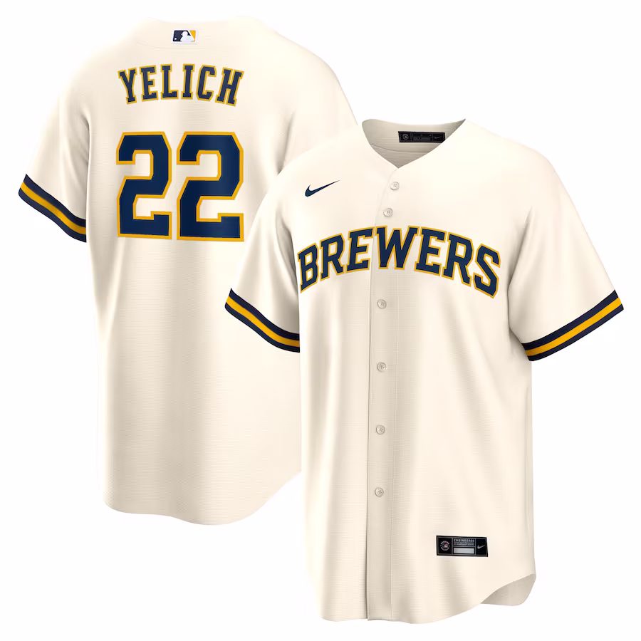 Men's Milwaukee Brewers Christian Yelich Nike Cream Alternate Replica Player Jersey - Puhuasuan