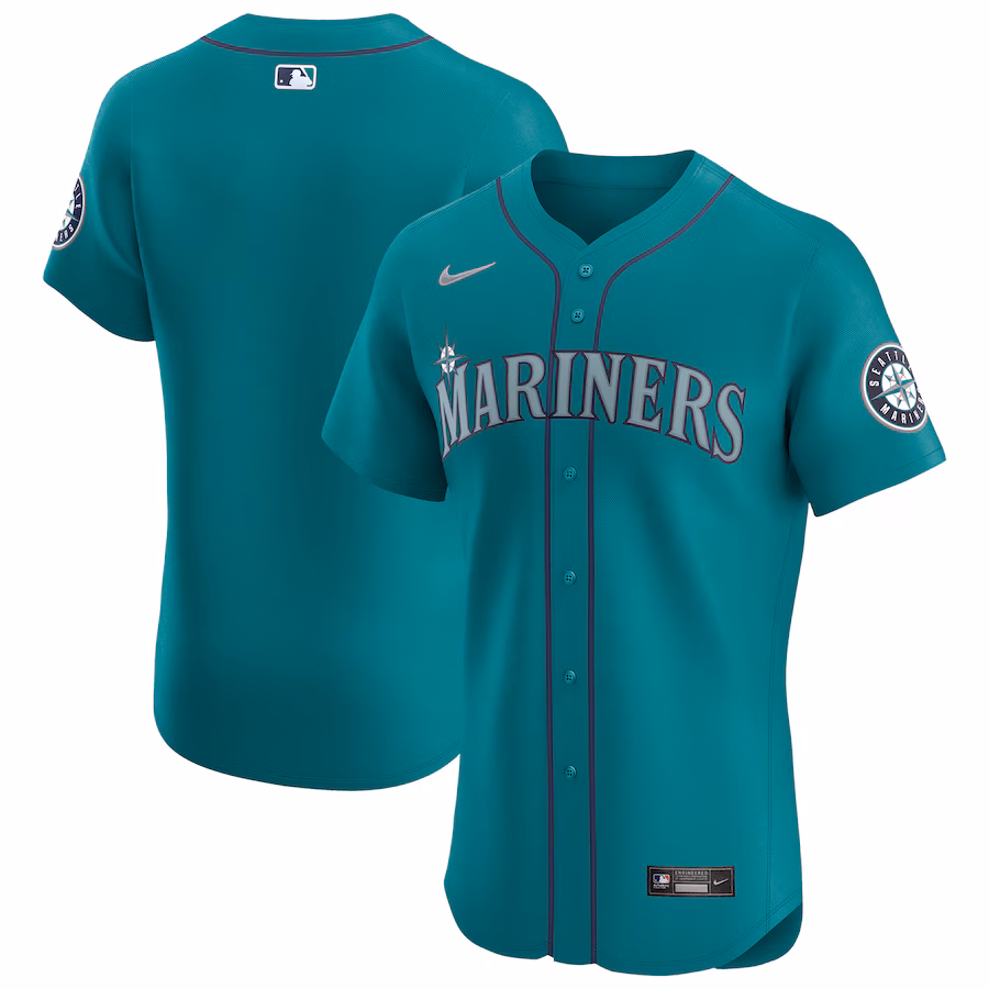Men's Seattle Mariners Nike Aqua Alternate Vapor Premier Elite Patch Jersey - Puhuasuan