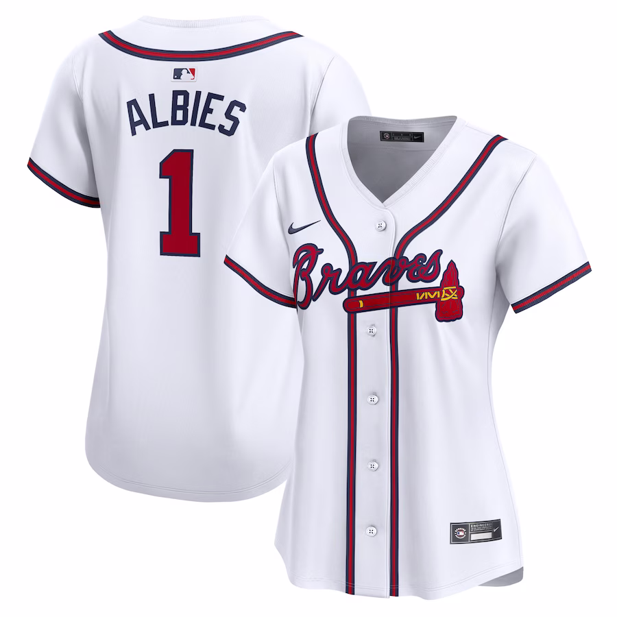 Women's Atlanta Braves Ozzie Albies Nike White Home Limited Player Jersey - Puhuasuan