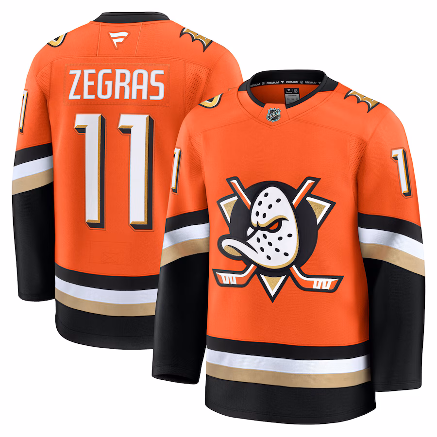 Men's Anaheim Ducks Trevor Zegras Fanatics Orange Home Premium Jersey - Puhuasuan