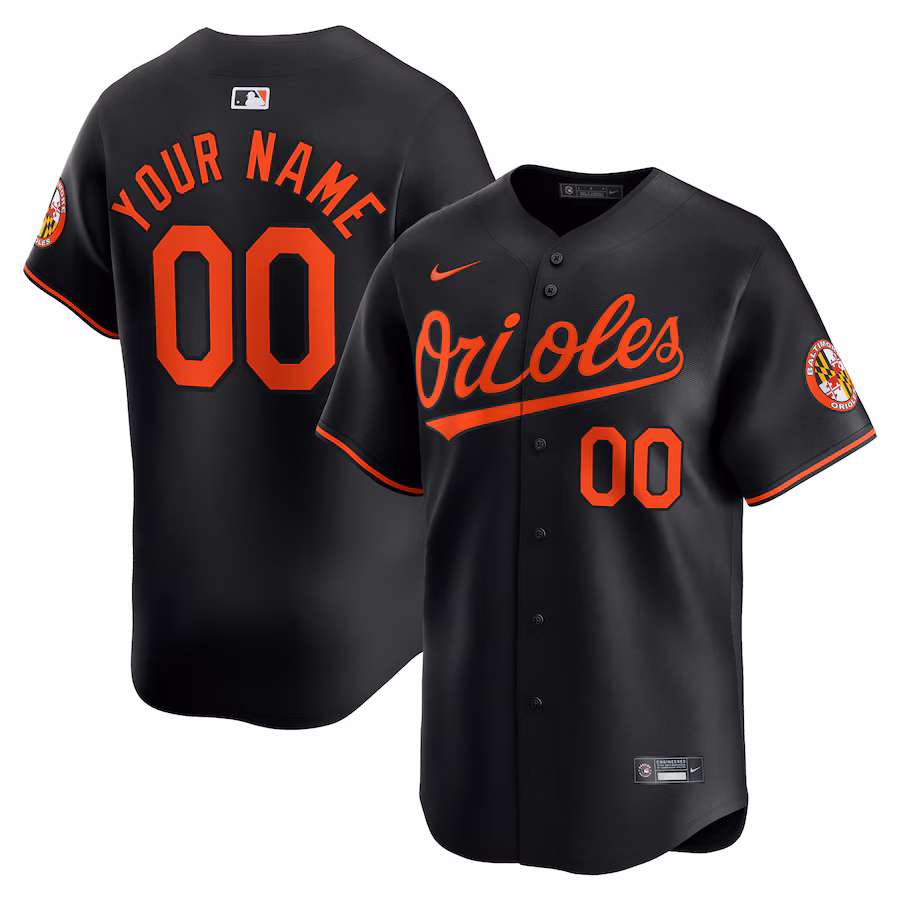 Men's Baltimore Orioles  Nike Black  Alternate Limited Custom Jersey - Puhuasuan