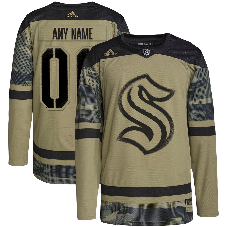 Men's Seattle Kraken adidas Camo Military Appreciation Team Authentic Custom Practice Jersey - Puhuasuan