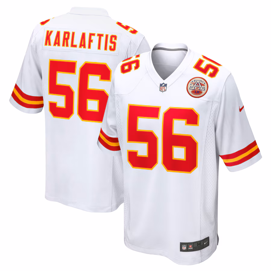 Men's Kansas City Chiefs George Karlaftis Nike White Away Game Player Jersey - Puhuasuan
