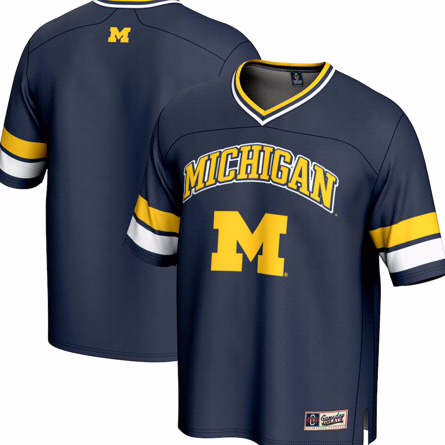 Men's GameDay Greats Navy Michigan Wolverines Spirit Football Jersey - Puhuasuan