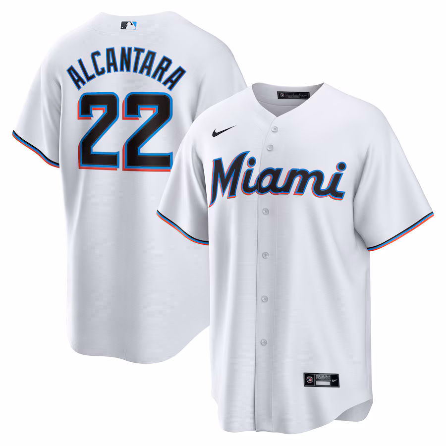 Men's Miami Marlins Sandy Alcantara Nike White Replica Player Jersey - Puhuasuan