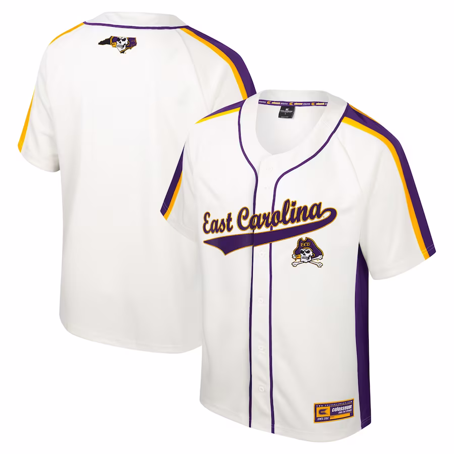 ECU Pirates Colosseum Ruth Button-Up Baseball Jersey - Cream - Puhuasuan