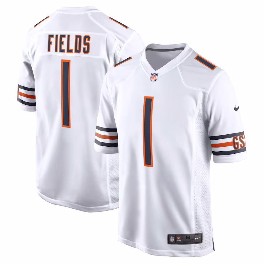 Men's Chicago Bears Justin Fields Nike White Game Jersey - Puhuasuan