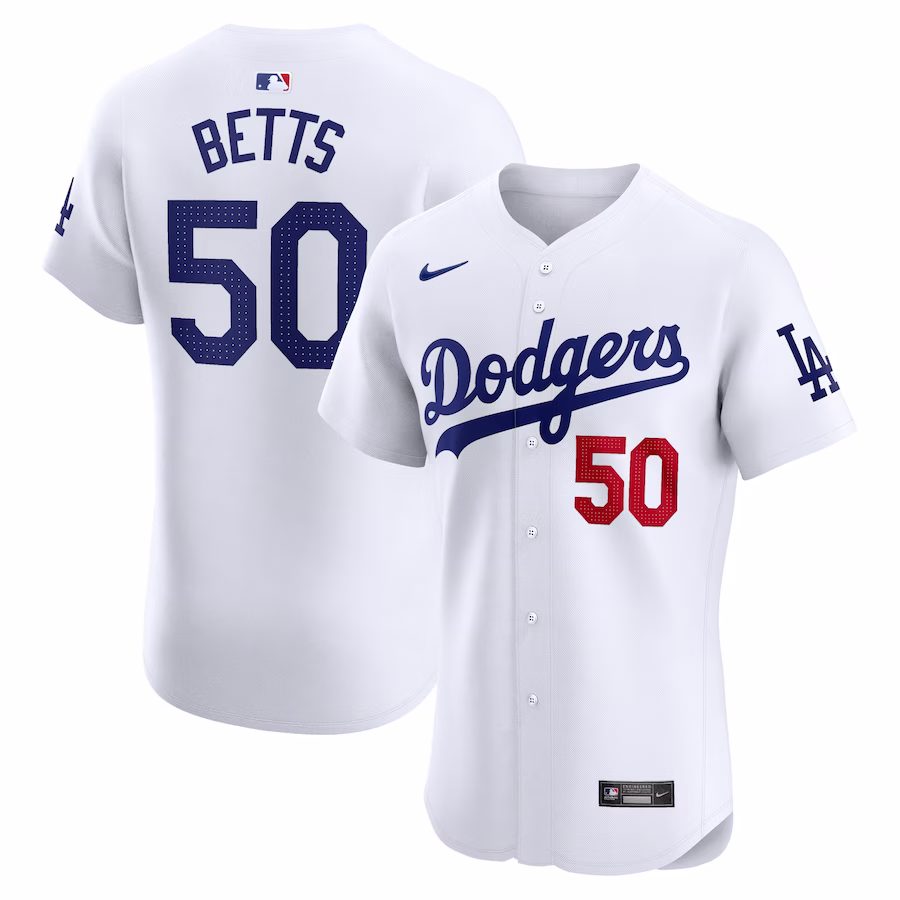 Men's Los Angeles Dodgers Mookie Betts Nike White Home Elite Jersey - Puhuasuan